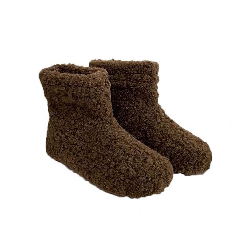 Fashion velvet thickened snow boots women's new warm, non-slip and comfortable flat-bottomed short fluffy boots