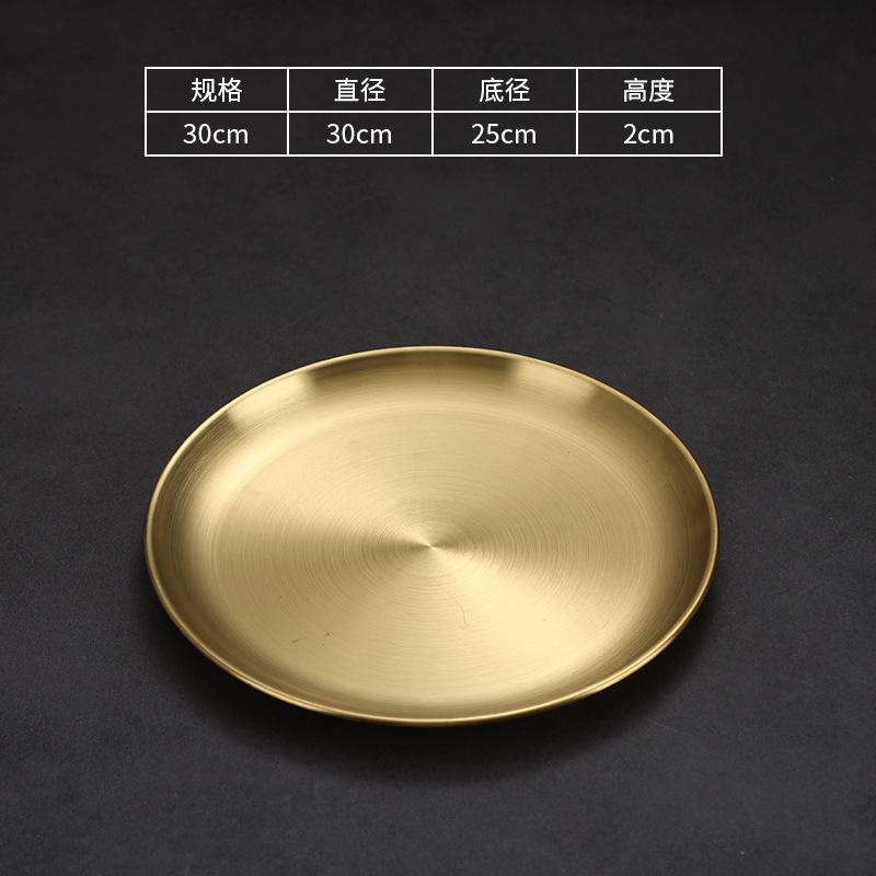 Thick Side 304 Stainless Steel Dinner Plate Round Steak Salad Deesert Cake Tray Kitchen Anti-scalding Plates for Western Food