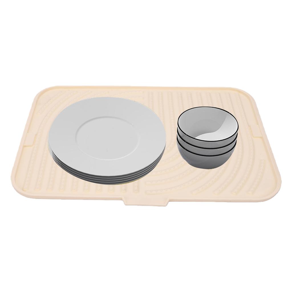 Silicone Dish Drying Mat with Slope Drain Design Non Slip Sink Dish Drying Rack Mat for Kitchen Counter