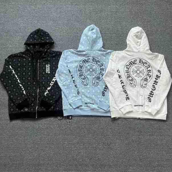 Chrome Heart Pure Cotton Terry Zip-Up Hoodie with Hood