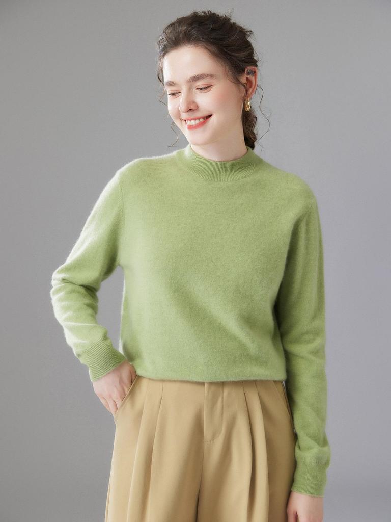 2025 Autumn/Winter Cashmere Knit Women's Half-High Neck Sweater