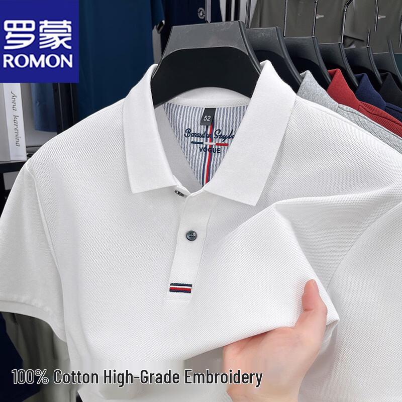 ROMON Men s Embroidered Pure Cotton Polo Shirt 3XL