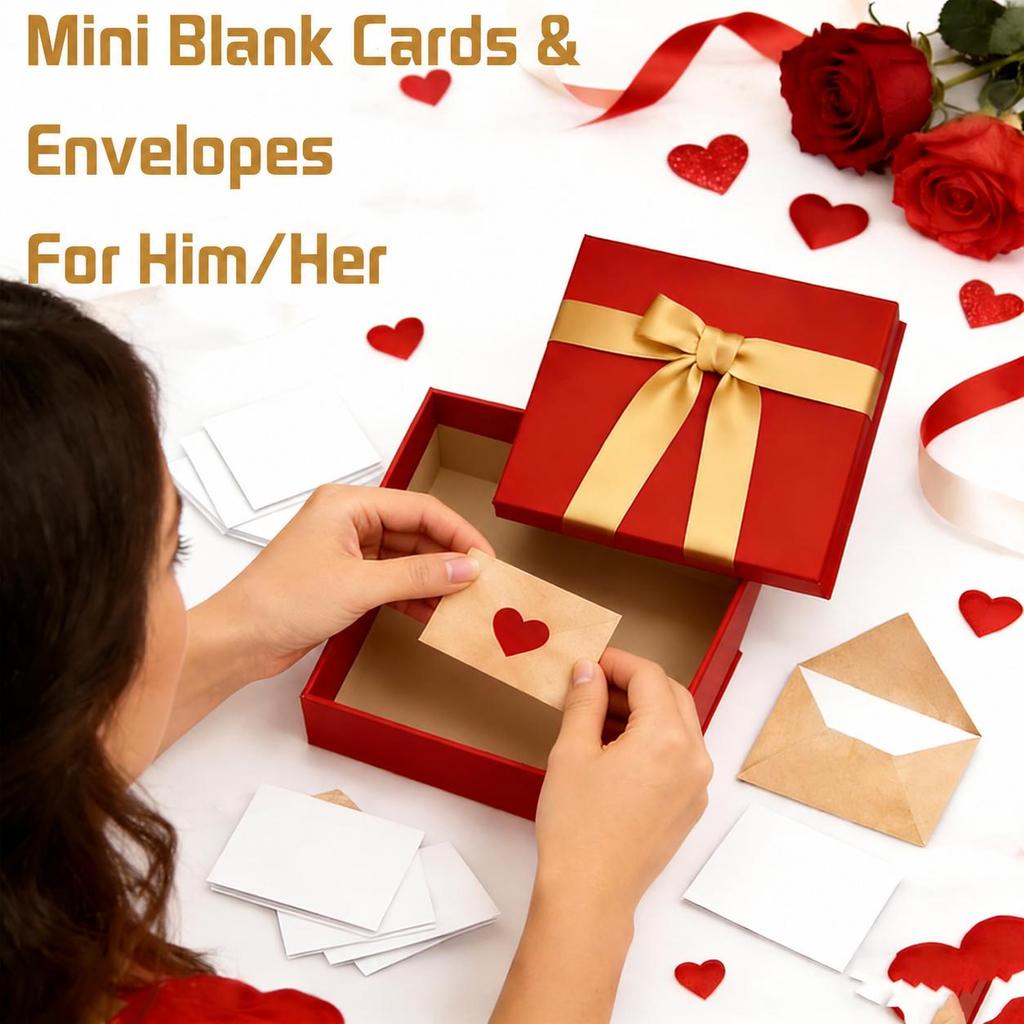 60 Pack Mini Love Letter Kit Mini Blank Cards with Envelopes DIY Love Note Box Set for Valentine's Day Anniversary Wedding Birthday Gift