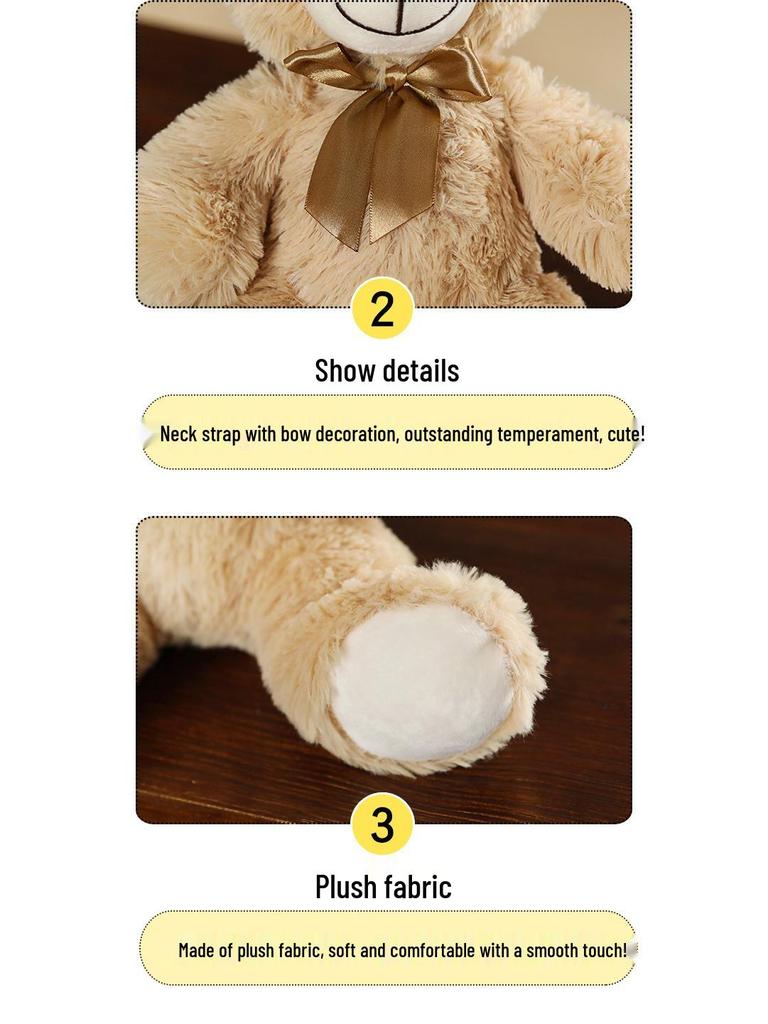 Adorable Seven-Color Teddy Bear Plush with Ribbon - Perfect Claw Machine Prize or Small Gift