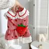 Cute Plaid Strawberry Dress Pet Dogs Summer Spring Puppy Pet Cat Apparel Clothes Yorkie Chihuahua Small Medium Pugs Pet Supplies