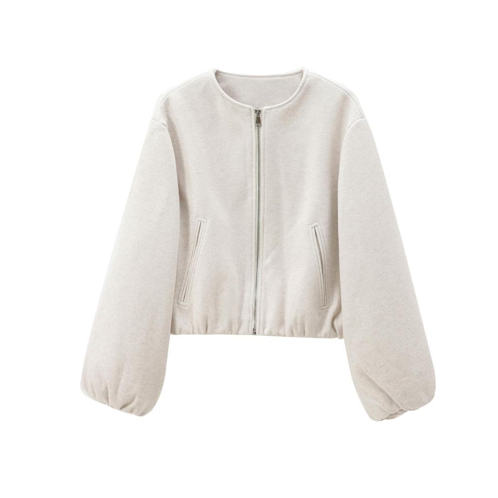 Oversized Soft Bomber Jacket for Women, Long Sleeve Coat, Front Zipper, Female Outerwear, Chic Tops, Fashion