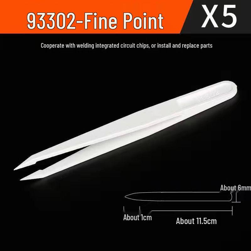 Anti-static Carbon Fiber Tweezers: White Flat, Bent, Pointed, Flat Nose & Round Nose Heads for Electronics