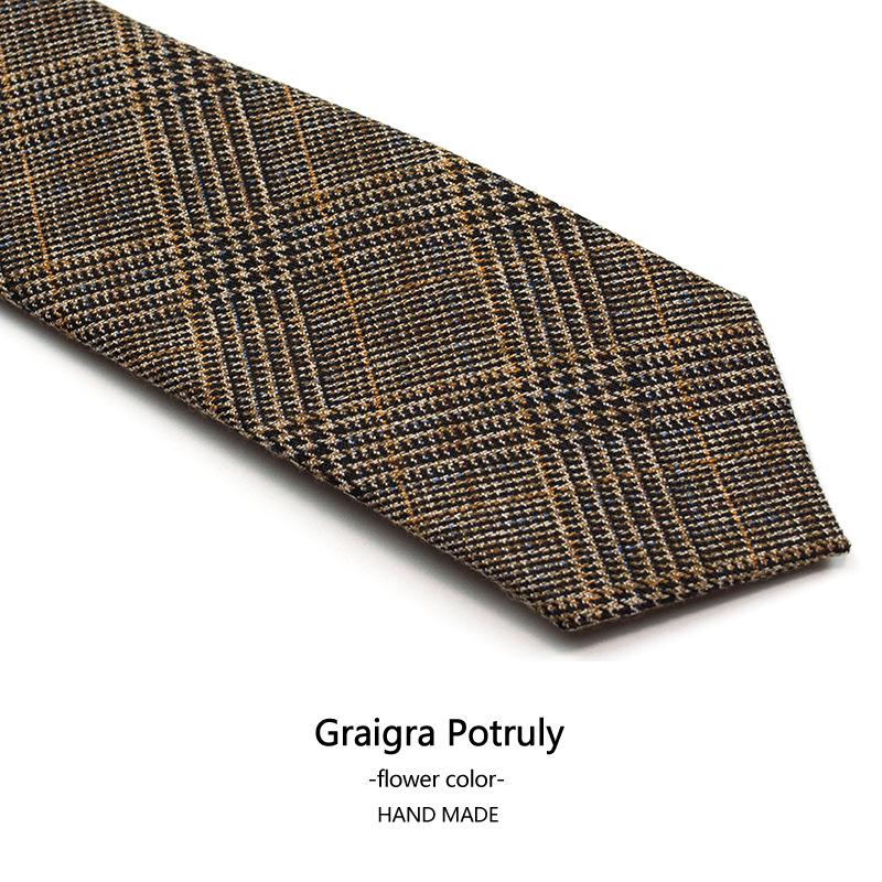 Houndstooth Plaid Coffee Gray 6cm Tie Men's Retro Casual Fashion