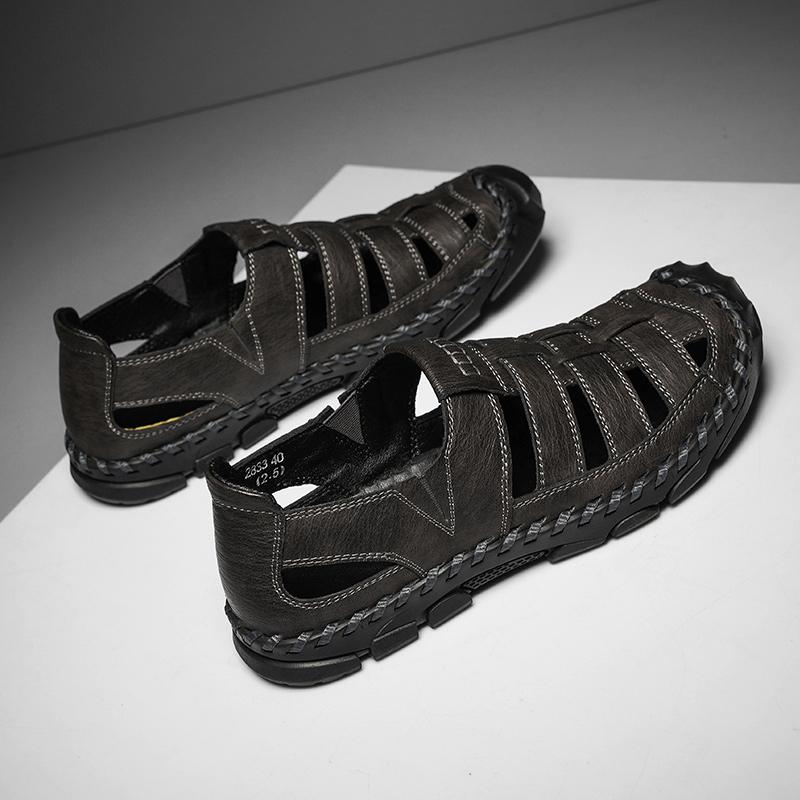 Men's Summer Thick Bottom Sandals 2025 New Casual Beach Sandals Men Shoes Leather Breathable Comfortable Soft Roman Men's Slippe