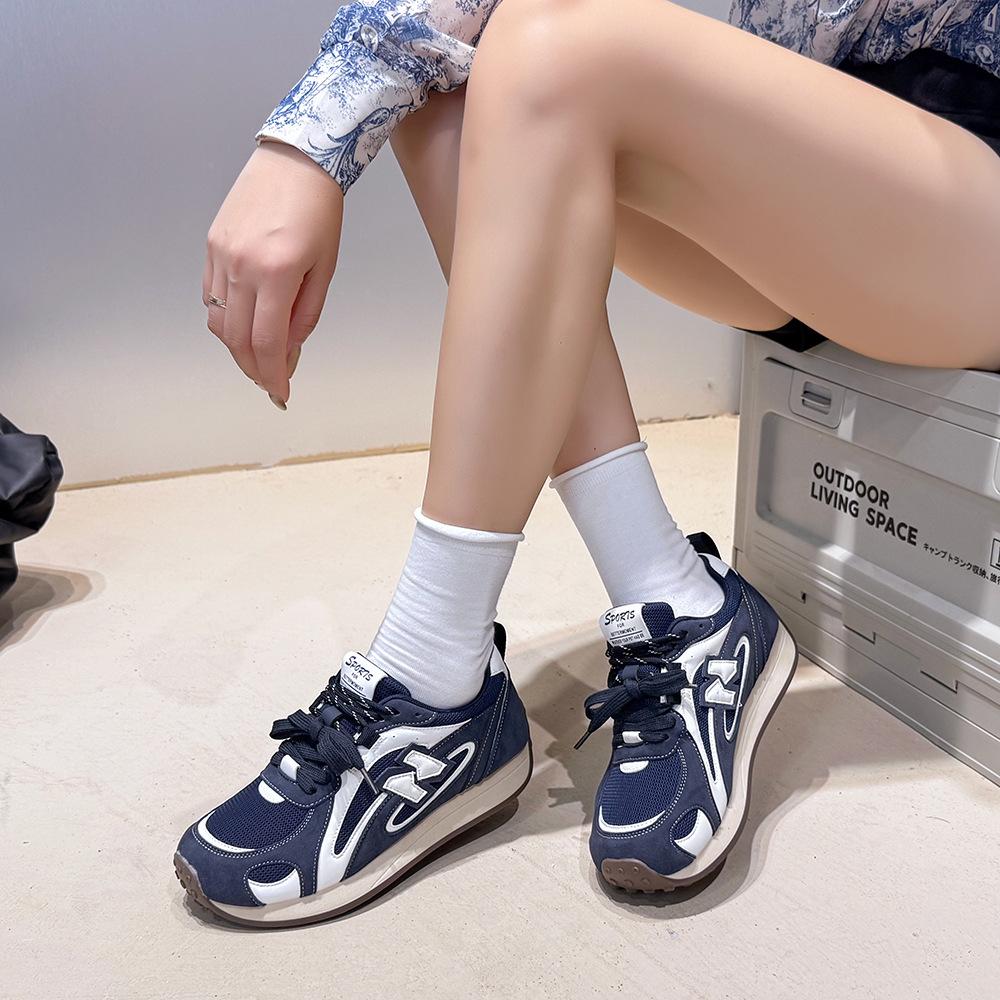 Fashion Versatile Forrest Gump Shoes Women's 2025 Autumn New Retro Lace-up Round Head Platform Student Casual Sports Shoes Tide