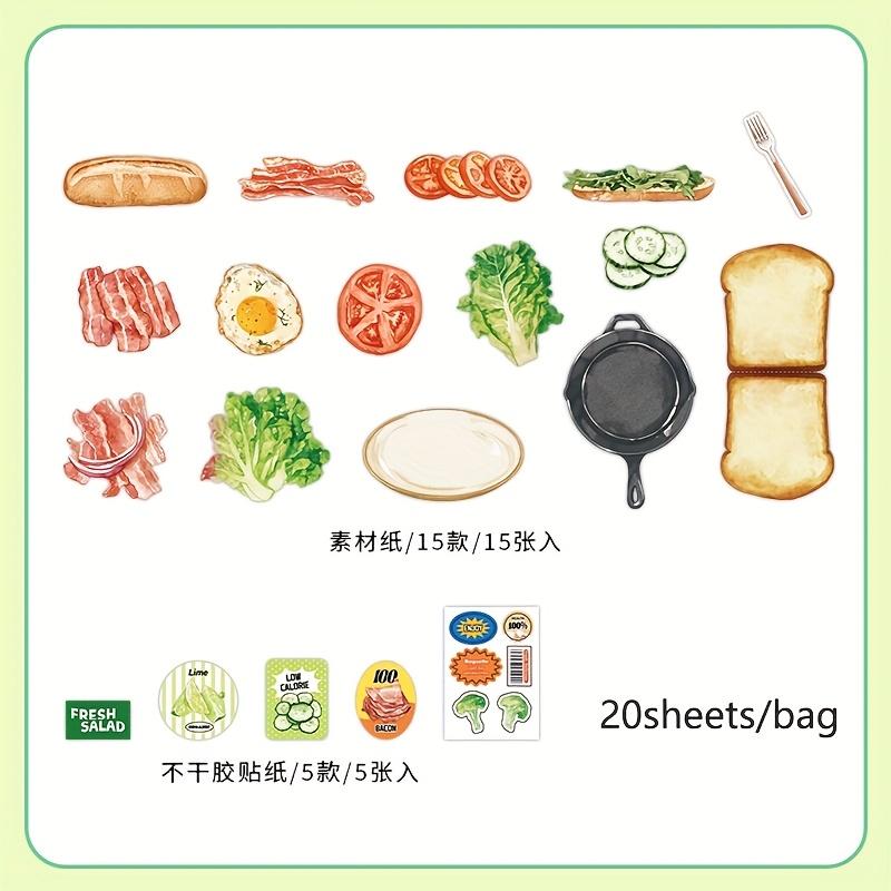 20sheets/bag Fifth Material Pack Snacks Desserts Fruits Daily Life Items Pattern Folding Notes for Message Paper Greeting Cards