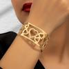 Wide Hollow Heart Metal Cuff Bracelet for Women - European and American Fashionable Heart-Shaped Jewelry