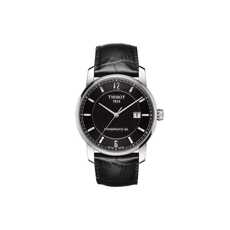 Tissot Men's Black Classic Series Automatic Mechanical Movet 30M Water Resistant Watch 40Mm Dial Titanium Case Leather Strap T087.407.46.057.00