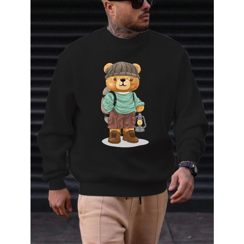 Men's Bear Pattern Casual Sweatshirt.