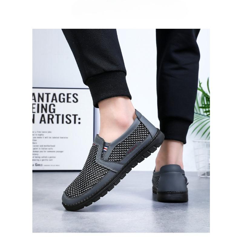 Men's Shoes for Summer with Mesh Fabric, Lightweight Old Beijing-style Cloth Shoes with Soft Soles, Comfortable Shoes, Men's Casual Shoes
