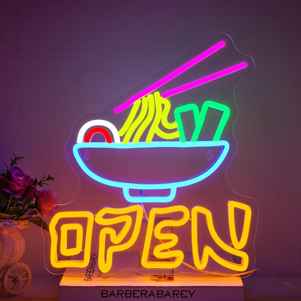 Ramen Neon Sign For Wall Decor Art Room Decoration For Kitchen Restaurant Business Shop LED Lights Noodle Bowl Light Up Signs