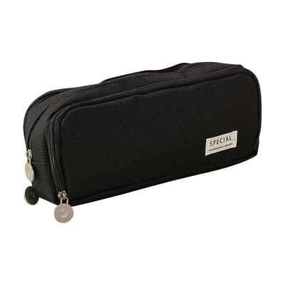 Pencil Case with Mesh Pockets and Double Zipper Closure for Students and Black Large-capacity Professionals, (3 Pockets, Black)