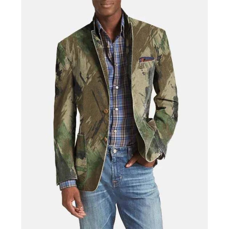 Men's Green Plaid Single Breasted Blazer