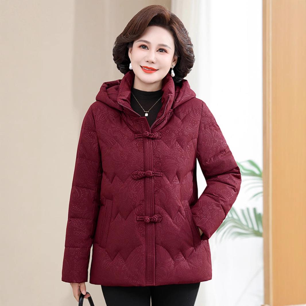 

Women s Genuine Down Jacket: Winter Short, Thickened, Loose, Slimming, 90% White Duck Down Coat - Trendy Middle-Aged Mother s Wear. XL (85–105 Jin)