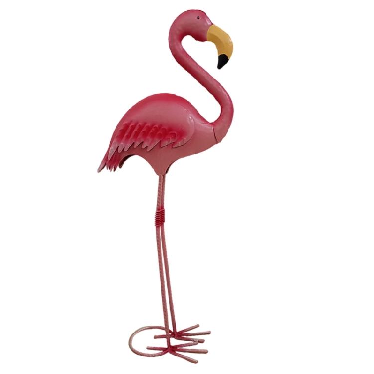 Weather Resistant Iron Flamingo Garden Sculpture Easy Relocate Design Suitable For Backyard Landscape Pool Area Styling