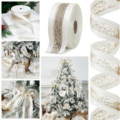 DIY Craft Christmas Mesh Ribbon Bow Making Linen Floral Arrangement Ribbon Handmade Flexible Christmas Wrapping Ribbon