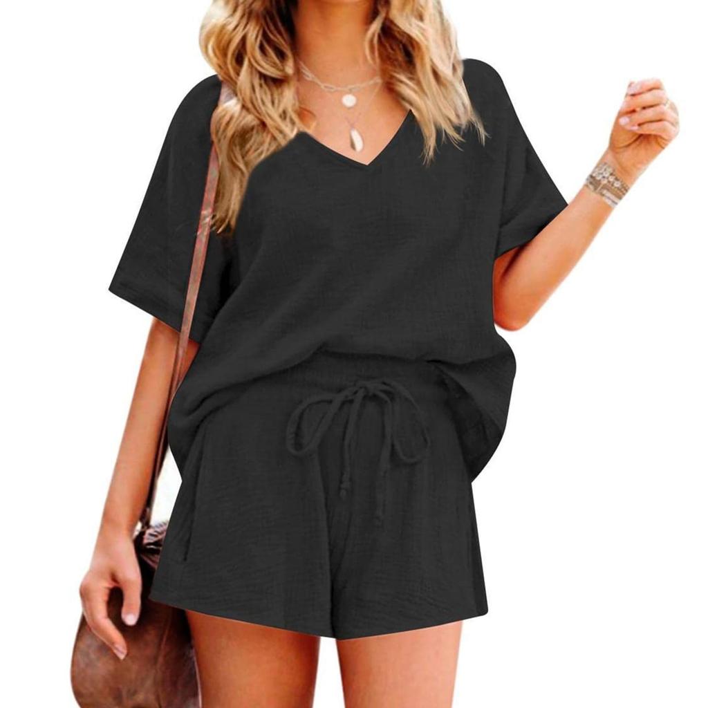 Womens 2 Piece Sets Short Sleeve Tops With Shorts 2 Piece Casual Outfits