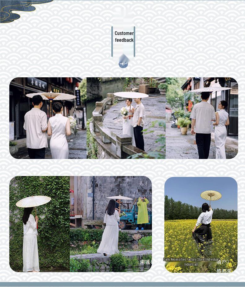 Ručně vyráběný retro deštník ve starožitném stylu - Pro déšť i slunce, Bambus, Nehmotné kulturní dědictví, Čínský design, Voděodolný papír napuštěný olejem.