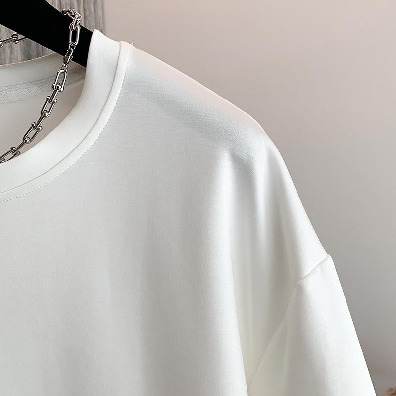 Dimanaf 2025 Women Summer Loose Plus Size T-Shirt Short Sleeves Cotton Vintage Lace Tops Tees Solid