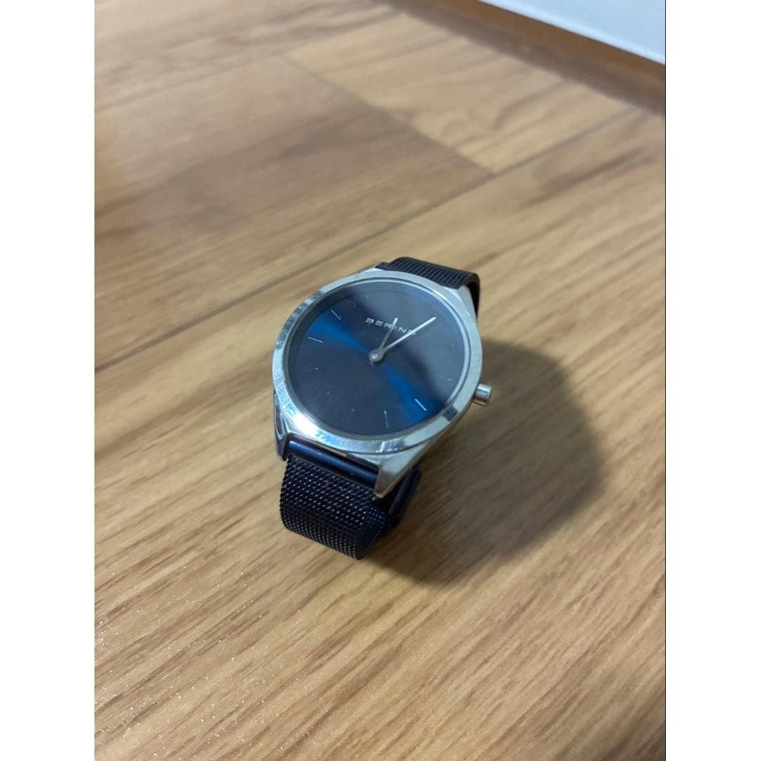 Used BERING Ultra Slim Quartz Watch Blue