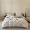 100% Cotton 3 Piece Bedding Set Soft Duvet Cover with 2 Pillowcases Solid Striped Checkered Print Skin Friendly