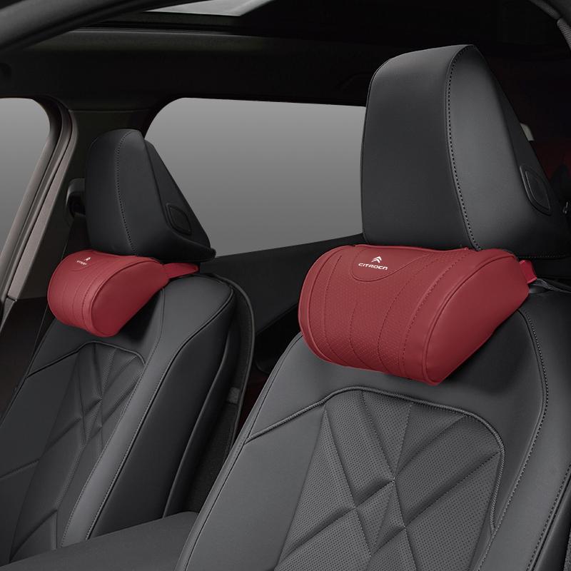 MVDC1 Car Rest Seat Headrest Breathable Leather Neck Pillow For Citroen C4 C3 C5 AIRCROSS C5X e-C4 X e-C3 C-Crosser C-Elysee C4 Cactus