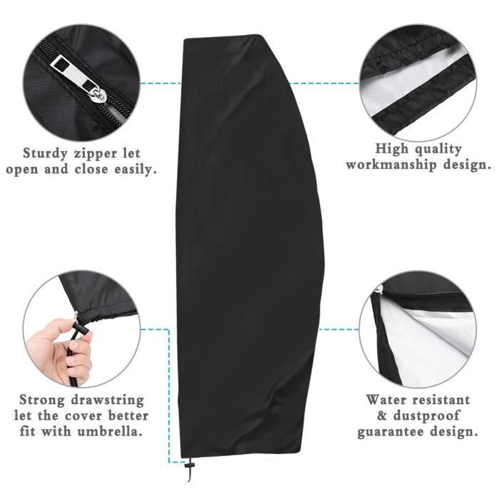 Housse de protection pour parasol déporté - imperméable - facile à nettoyer - noir