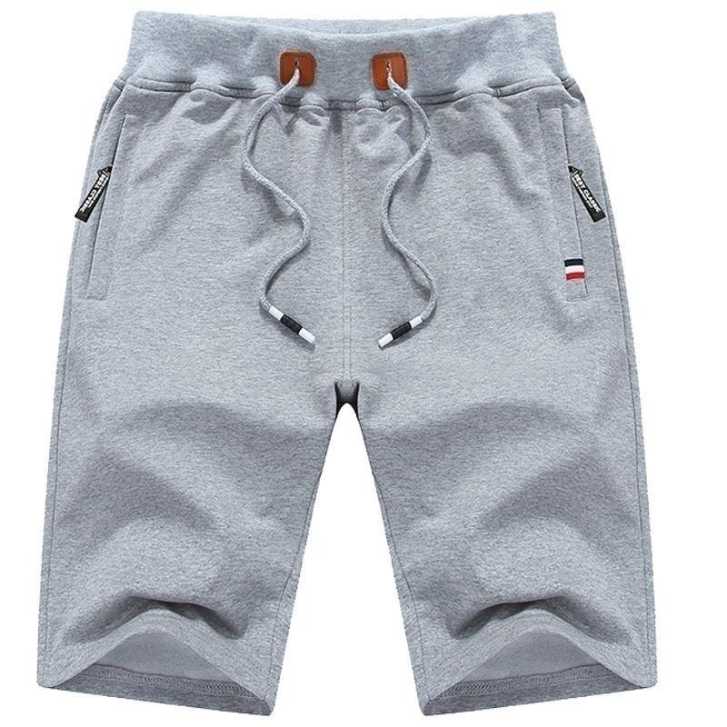 Mens Casual Summer Sports Jogger Drawstring Shorts Plus Size Solid Color Zipper Pocket Pants Cotton Beach Short Pants