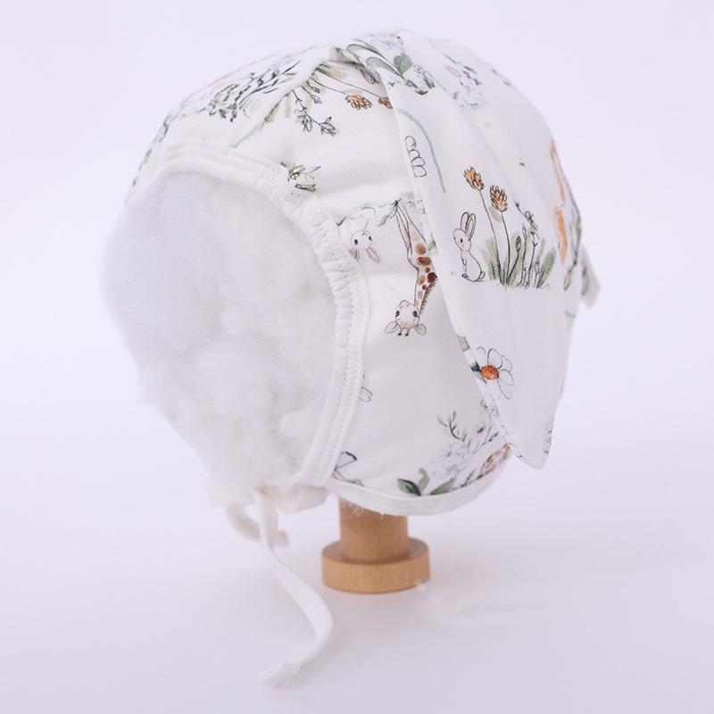 Bunny Ear Knitted Newborn Bonnet - Windproof Hat for 0-12 Months