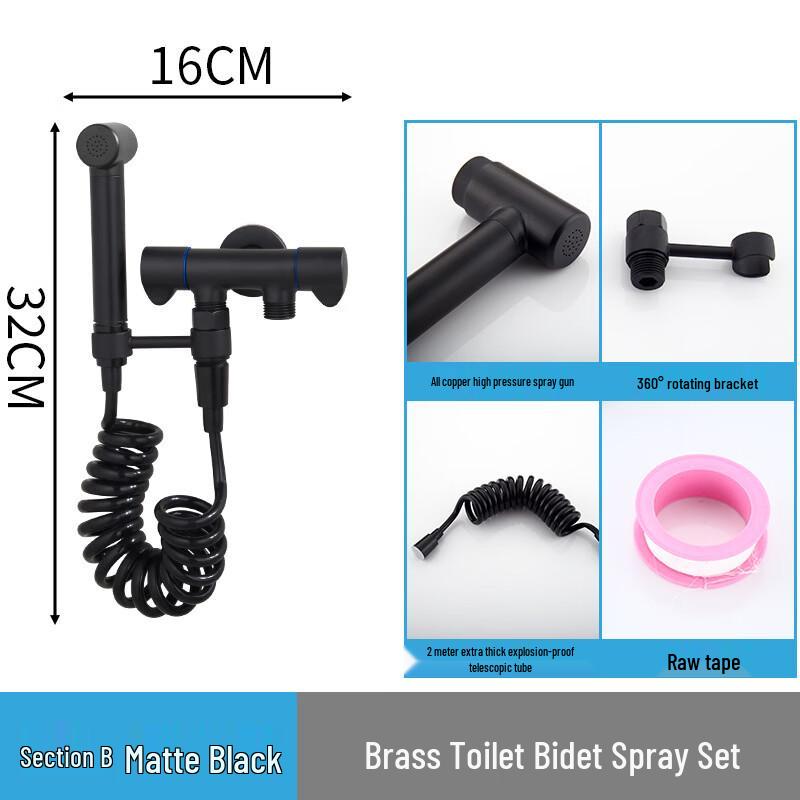 Yuzhuxun Matte Black Pressurized Toilet Bidet Sprayer