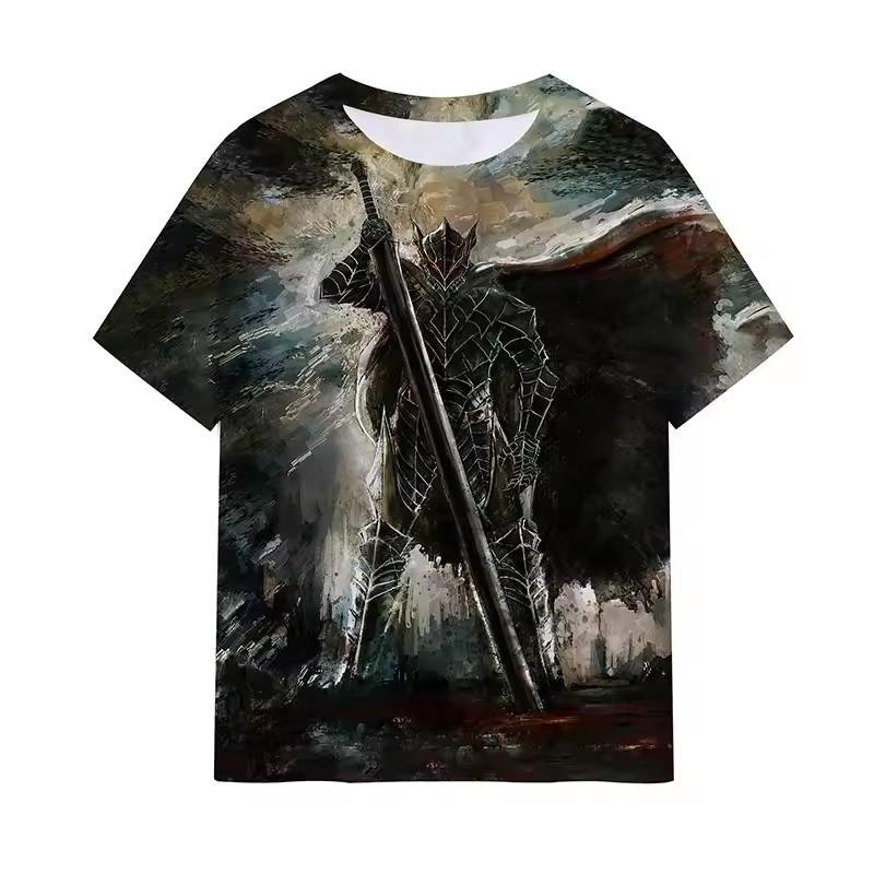 Anime Berserk T Shirt 3D Print Men Hip Hop T-shirts Summer Round Neck Short Sleeve Tops Harajuku Tees Man Clothing