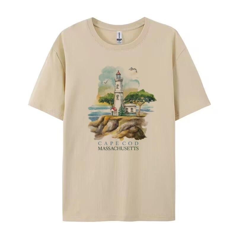Cape Cod Massachusetts TShirts Vintage Aesthetic Travel T Shirt Short Sleeve Loose Retro Graphic Tees Women Cute Vacation Tops