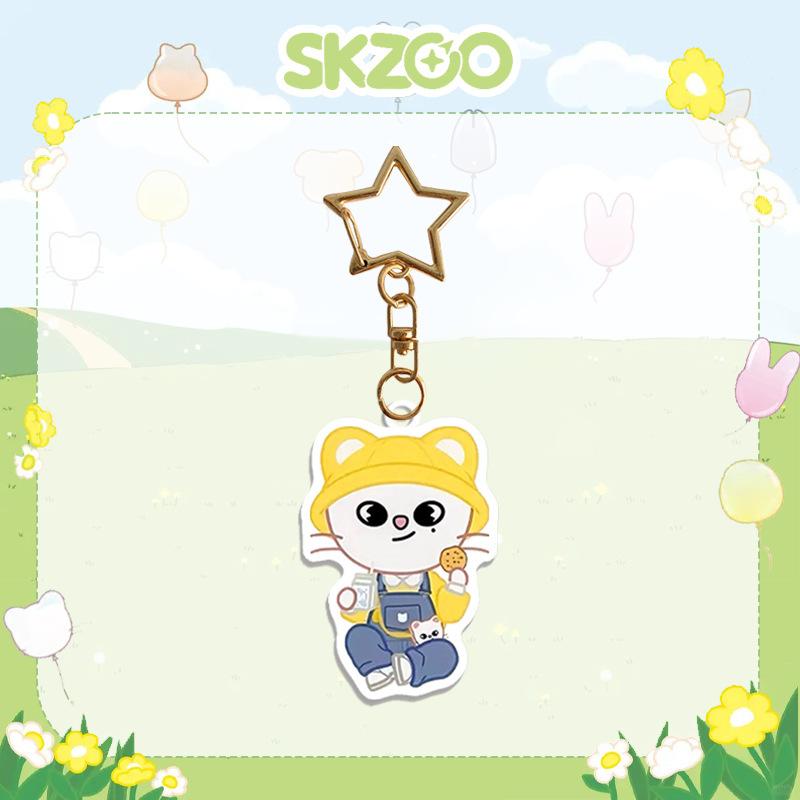 Stray Kids SKZOO Kindergarten Acrylic Keychain, Cute Cartoon Star Clasp Bag Pendant, Kpop Fan Collection Gift For Stay