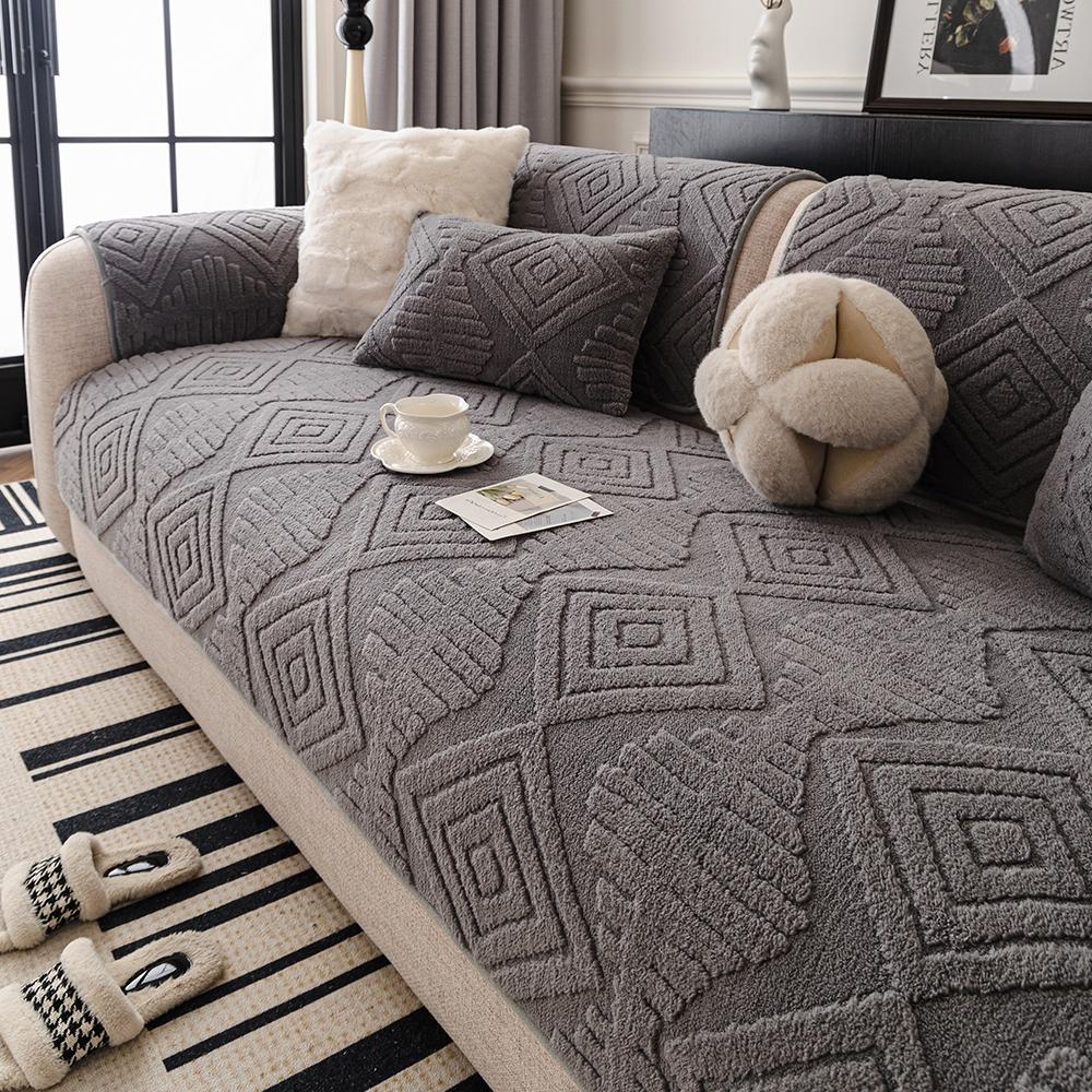 Husa de pernă de pluș căptușită pentru canapea pentru sufragerie Husa de protecție pentru canapea Husa de șezut pentru canapea Jacquard Anti-alunecare pentru iarnă