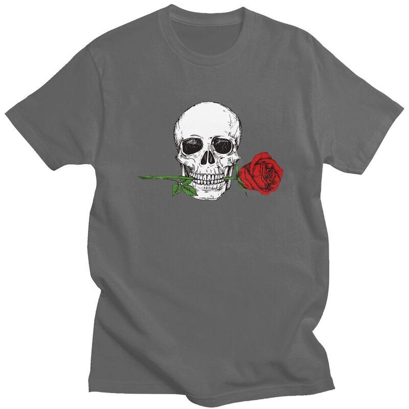 Custom Rose Skull T Shirt Men ShortSleeve Tshirt Casual Tee 100 Cotton Slim Fit Tshirt Merch