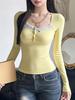 Y2K Cream Yellow Sweet Academic Style Top - Cross-border Sunshine Girl's Christmas Autumn Fashion for Women