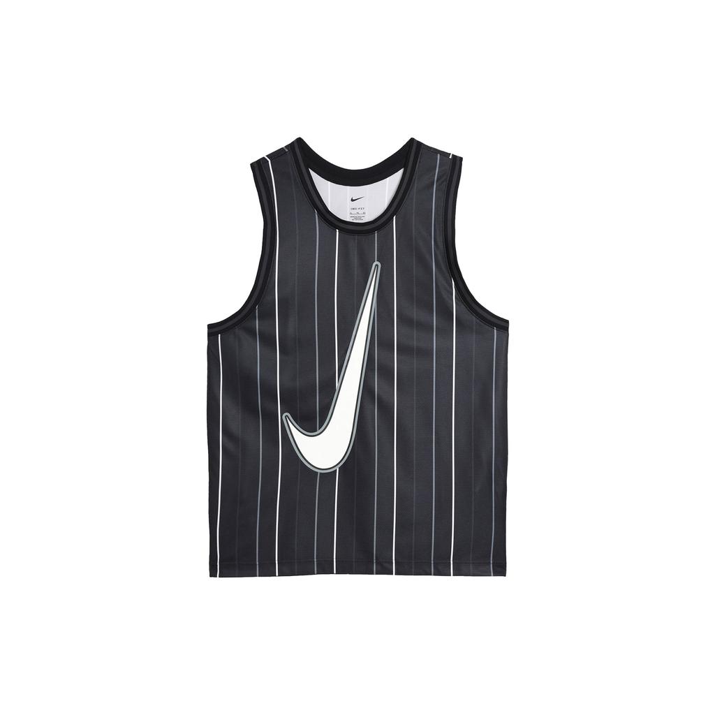 Nike Dri-Fit DNA Striped Round Neck Logo Print Sleeveless Basketball Vest Men Tops Black DX0436-010