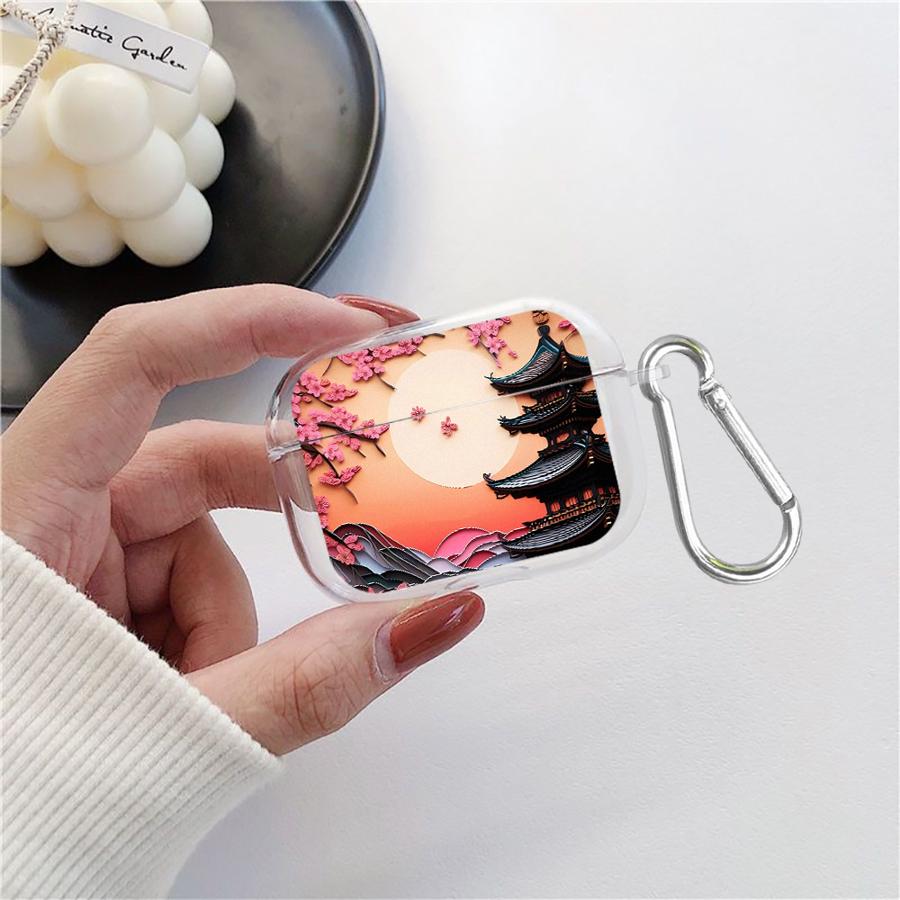 Japanische Alte Hausmalerei Hülle Für Airpods 2 1 3 Pro3 Pro2 4 Pro Klare Kopfhörerhüllen Abdeckung