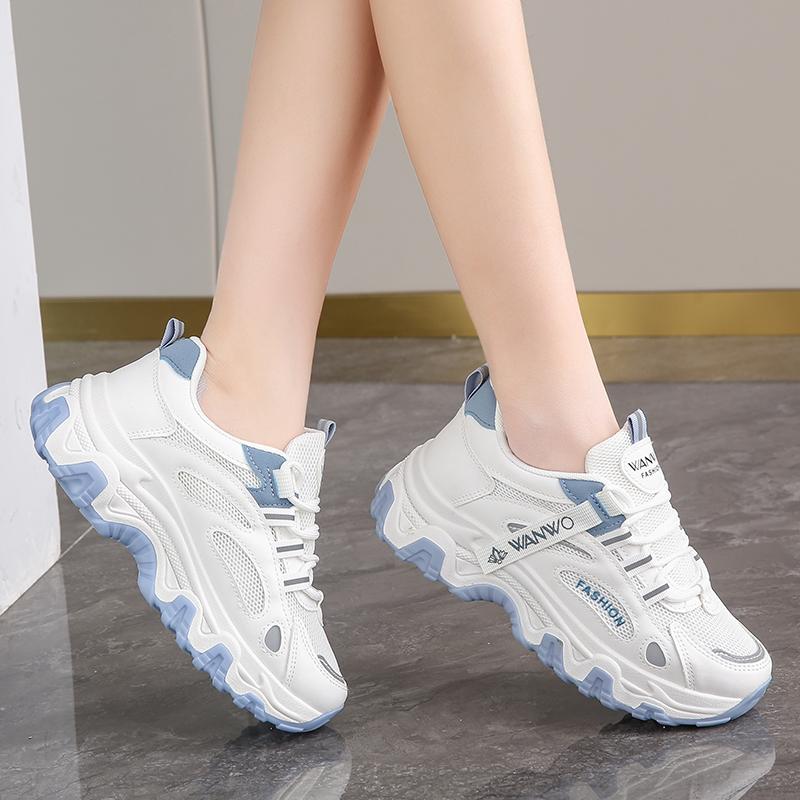 Women'S New Fashionable Versatile Sneakers Women Lightweight Breathable Mesh Casual Comfortable Shoes Platform Lace Up Shoes