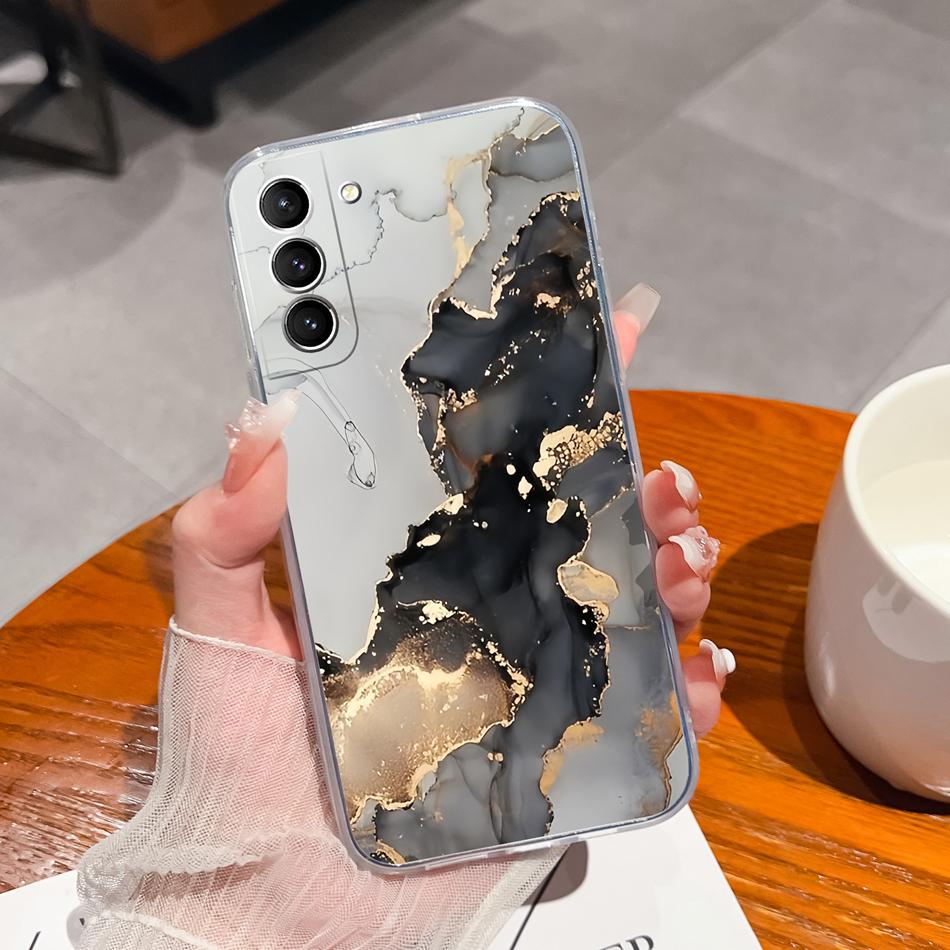 For Samsung S21 FE Plus Ultra Phone Case Ink Painting Soft TPU Clear Silicone Anti Drop Back Cover For Galaxy S 21 Funda Bumper