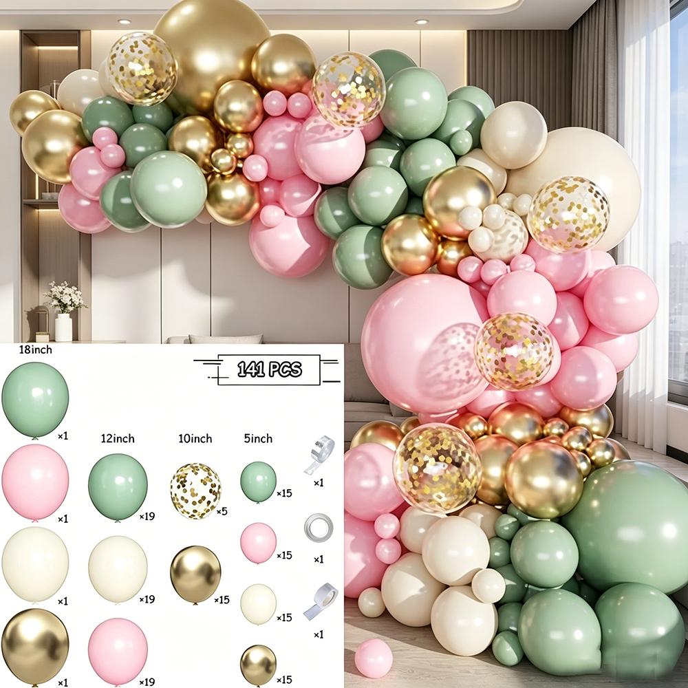141pcs Premium Balloon Garland Arch Kit Shiny Chrome Latex Balloons for Bridal Shower Bachelorette Birthday Party Wedding Decor