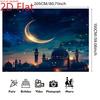 2D Islamic Mosque Crescent Moon Backdrop, Ramadan Festival Photography Background