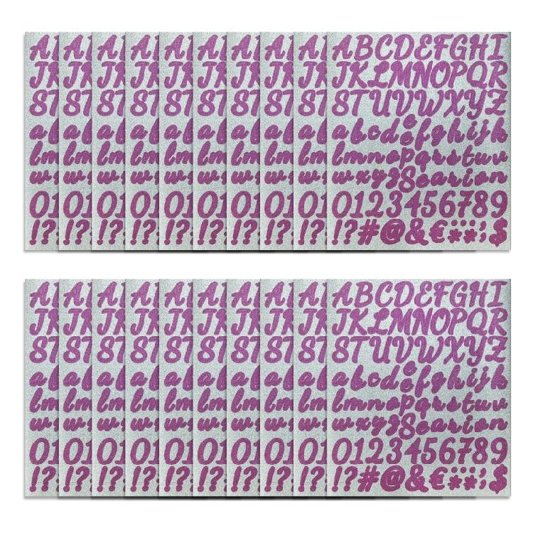 20 Sheets Glittering Decorative Stickers for Scrapbooking Journal, Colorful Letter Number Stickers for Embellishment