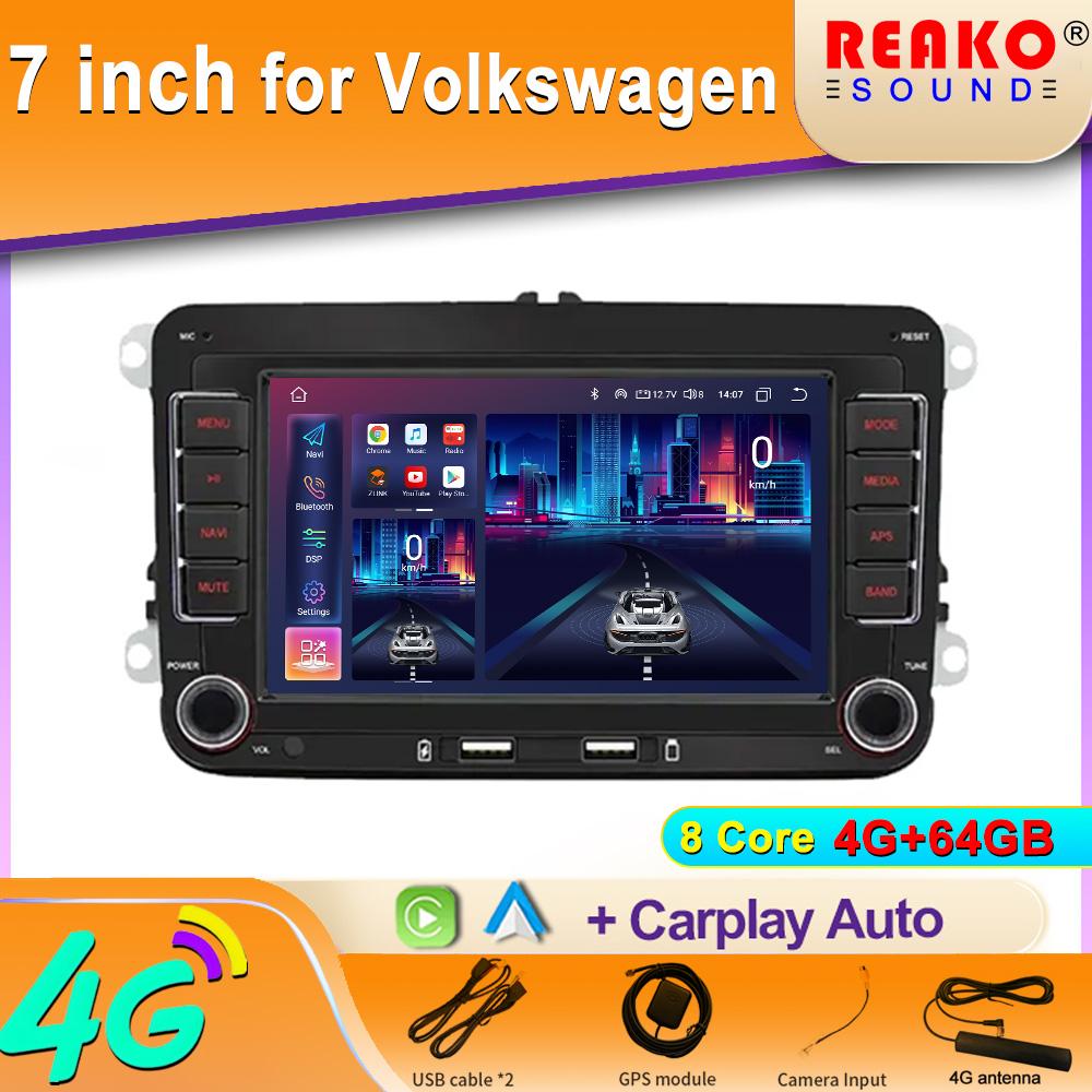 

7 2 Din HD Car Media Video RDS Airplay Car Radio Wireless CarPlay Android Auto Stereo Audio для VW/Seat/Skoda/Passat/Golf/Polo 8 core 4GB+64GB