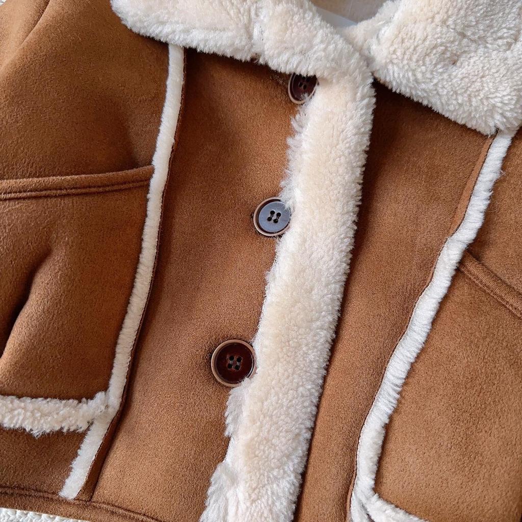 Chicker Koreanischer Wintermantel für Mädchen - Mit Fleece gefüttert, Pelzbesatz, Verdickt, BWB089